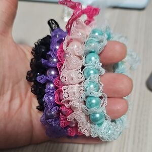 Lace & Pearl Stretch Bracelets - Assorted Colors